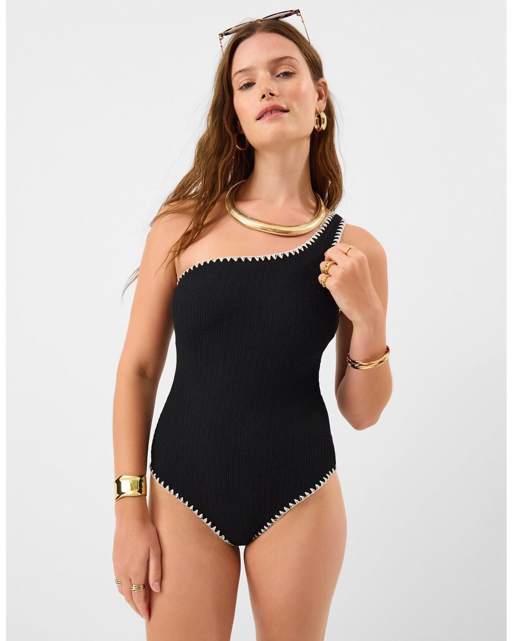 Accessorize Black One-Shoulder Shaping Swimsuit