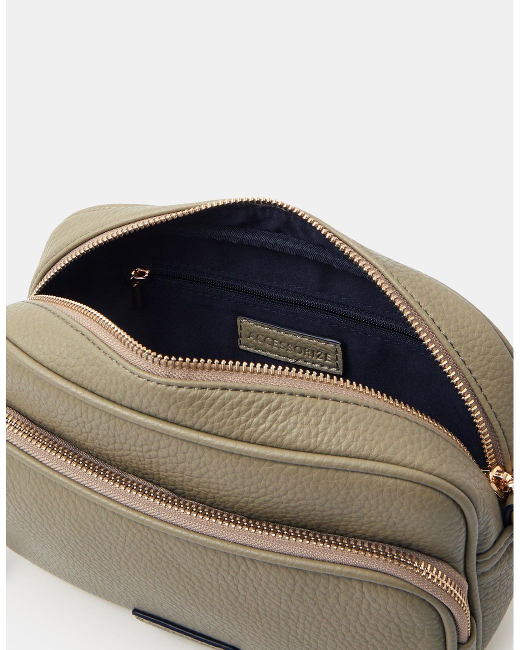 Accessorize Gray Dina Double Zip Crossbody Bag