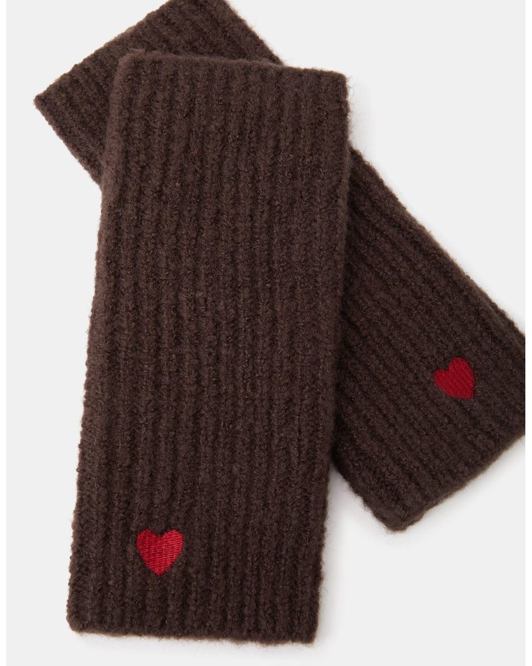 Accessorize White Heart Embroidered Fingerless Gloves