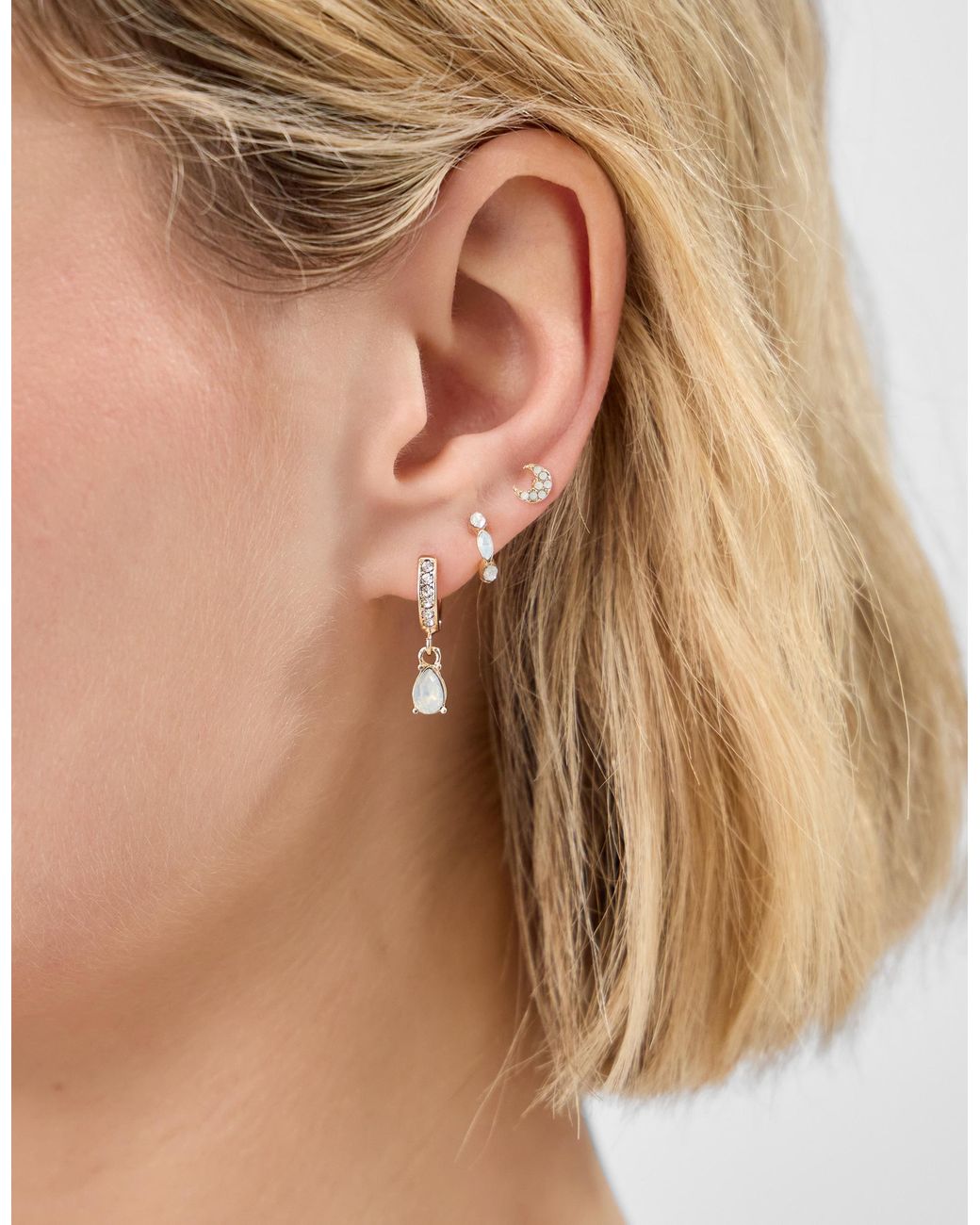 Accessorize White 5-Pack Stone Stud & Hoop Earrings