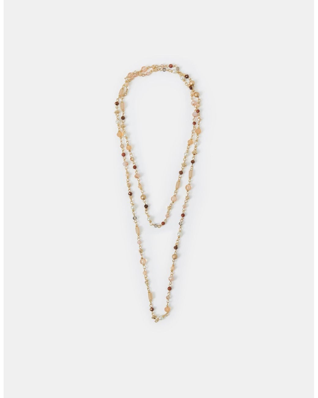 Accessorize White Long Bead Chain Necklace