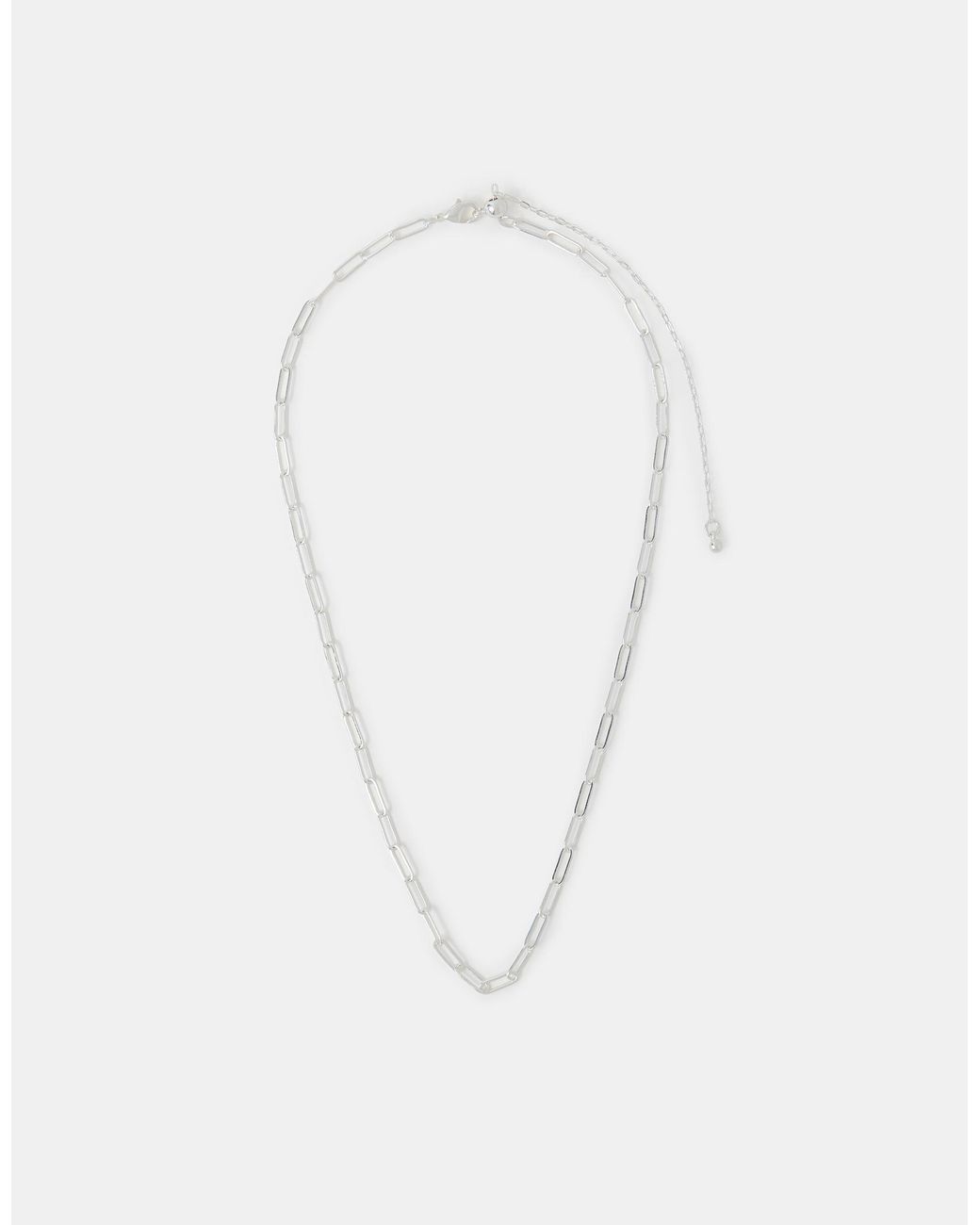 Accessorize White Sterling-Plated Paperclip Chain Necklace