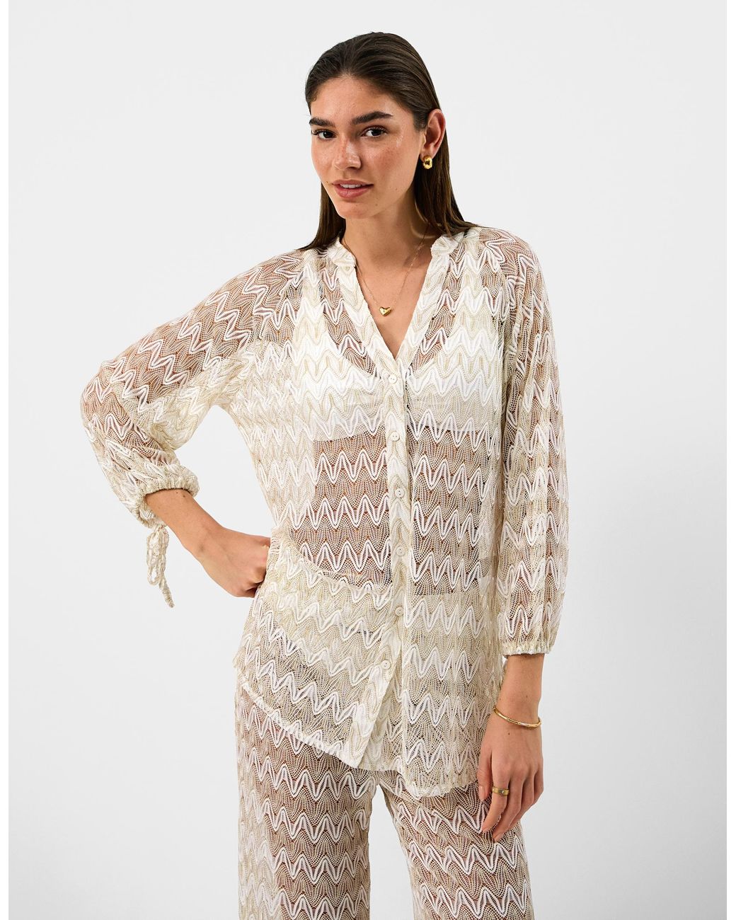 Accessorize White Crochet Beach Shirt