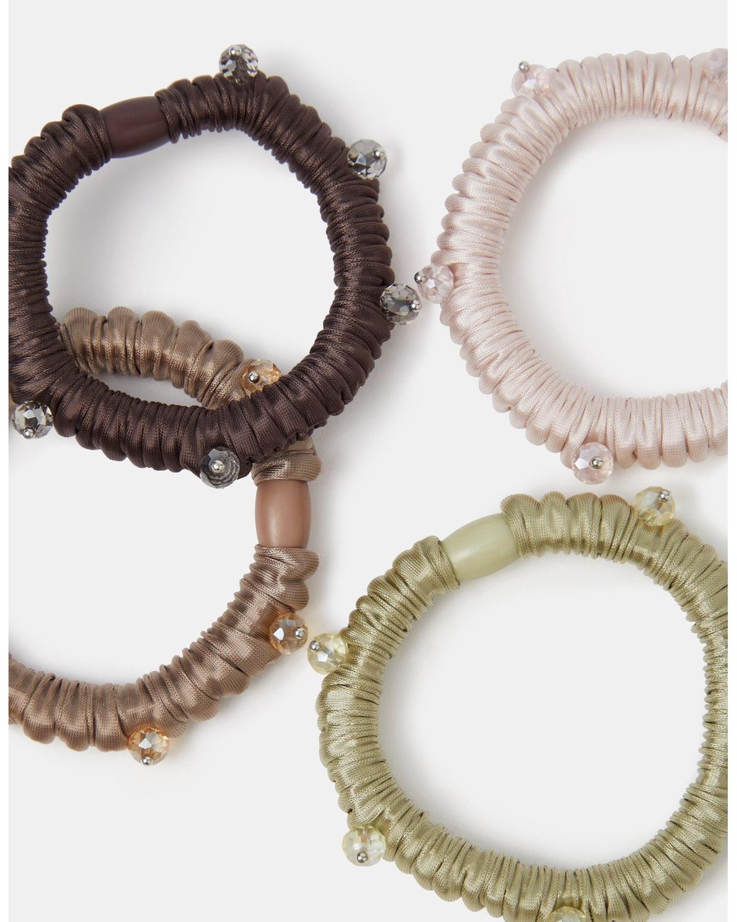Accessorize White 4-Pack Beaded Satin Hair Bands