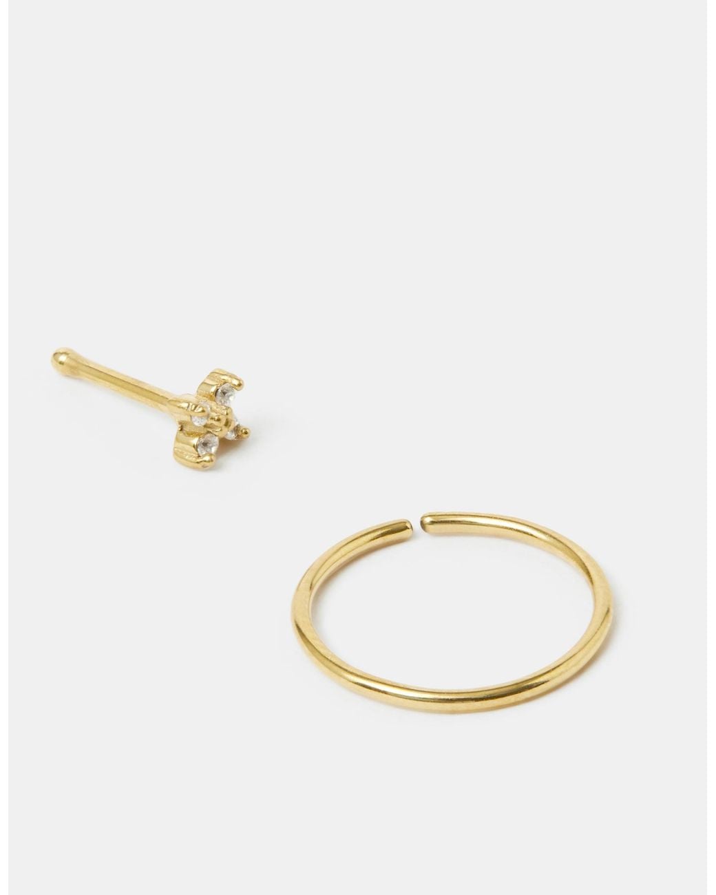 Accessorize Green 2-Pack 14Ct-Coated Surgical Steel Nose Rings