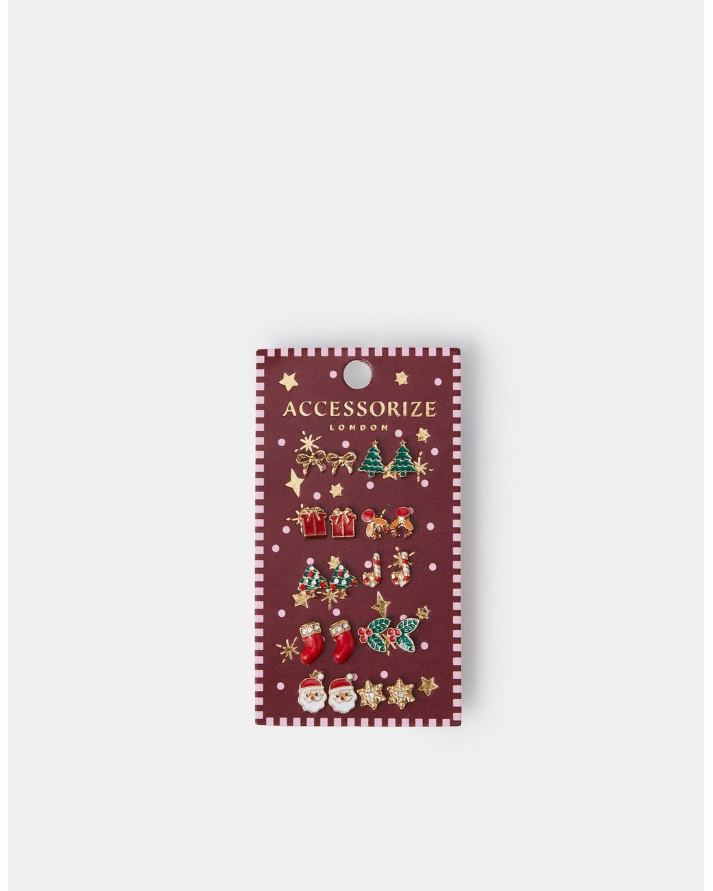 Accessorize Red 10-Pack Christmas Stud Earrings