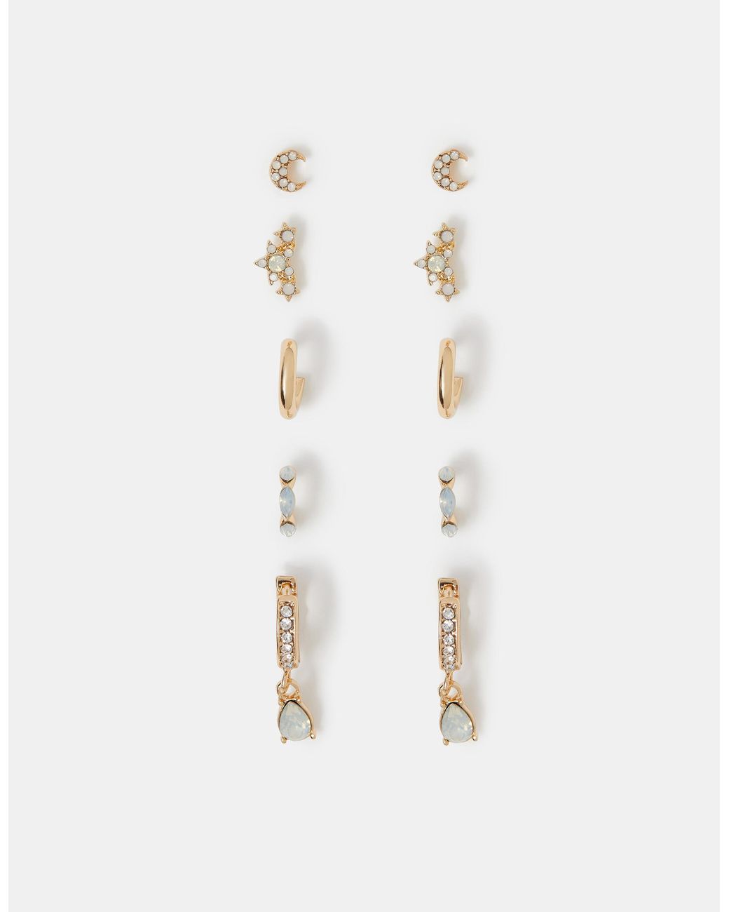 Accessorize White 5-Pack Stone Stud & Hoop Earrings