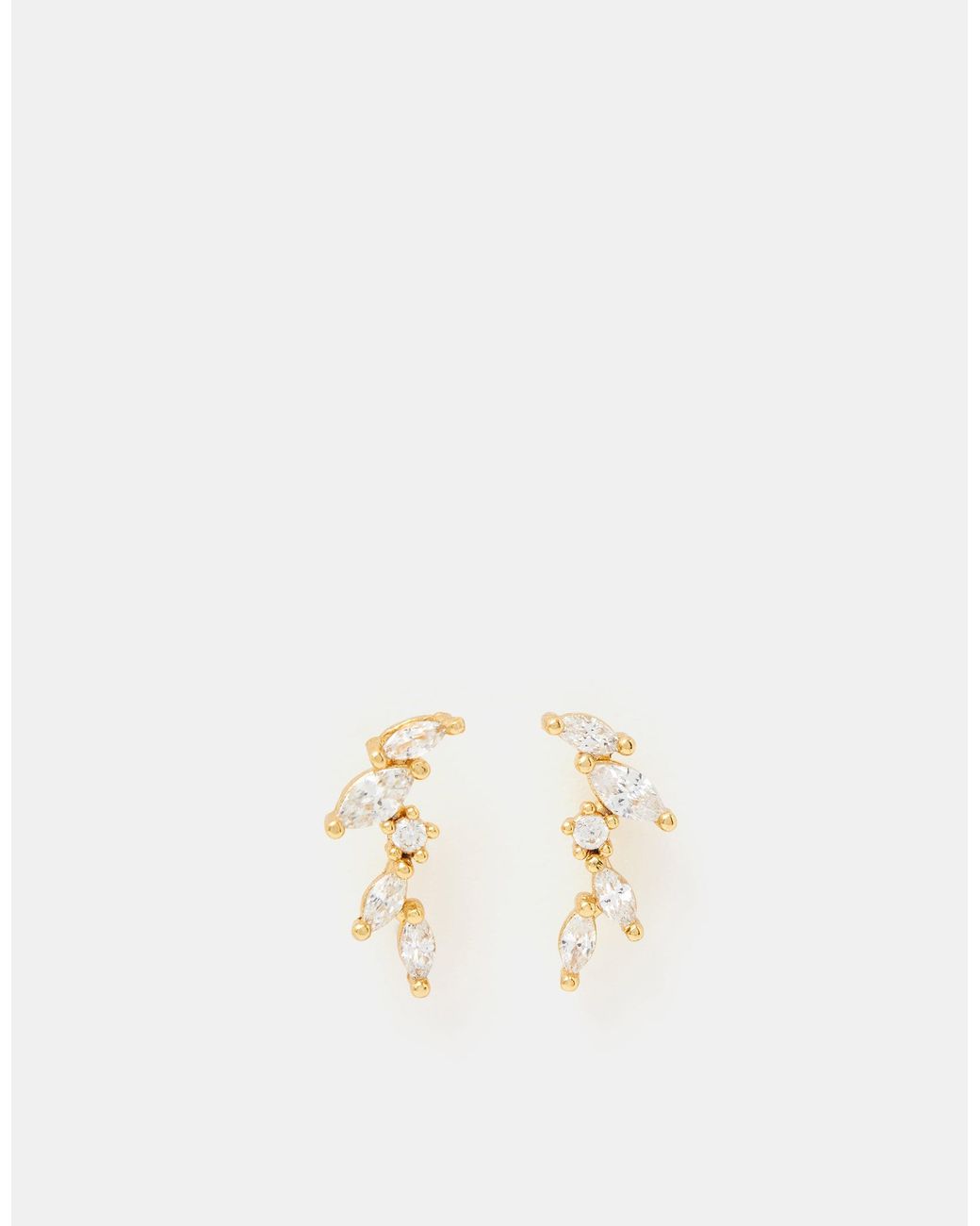 Accessorize Natural 14Ct-Plated Mini Climber Stud Earrings