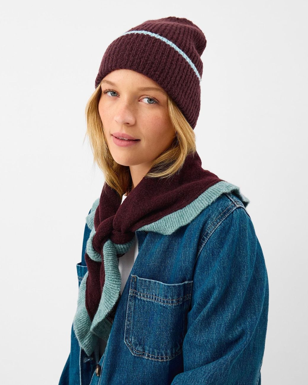 Accessorize Red Contrast Ribbed Beanie Hat