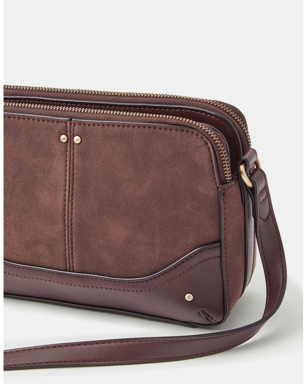 Accessorize Purple Classic Double Zip Crossbody Bag