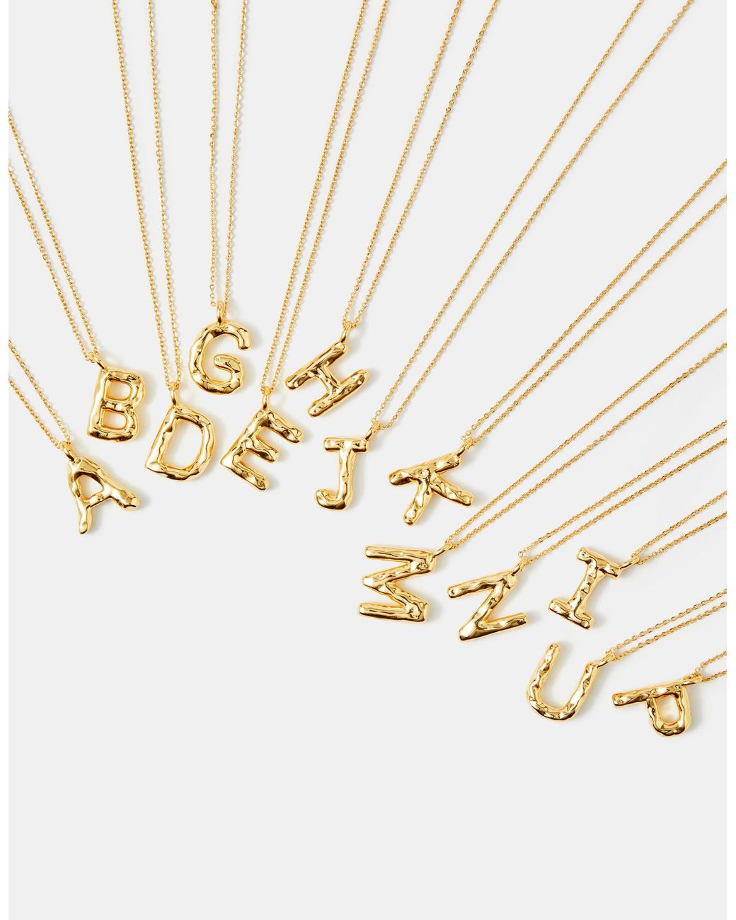 Accessorize White 14Ct-Plated Molten Initial Pendant Necklace
