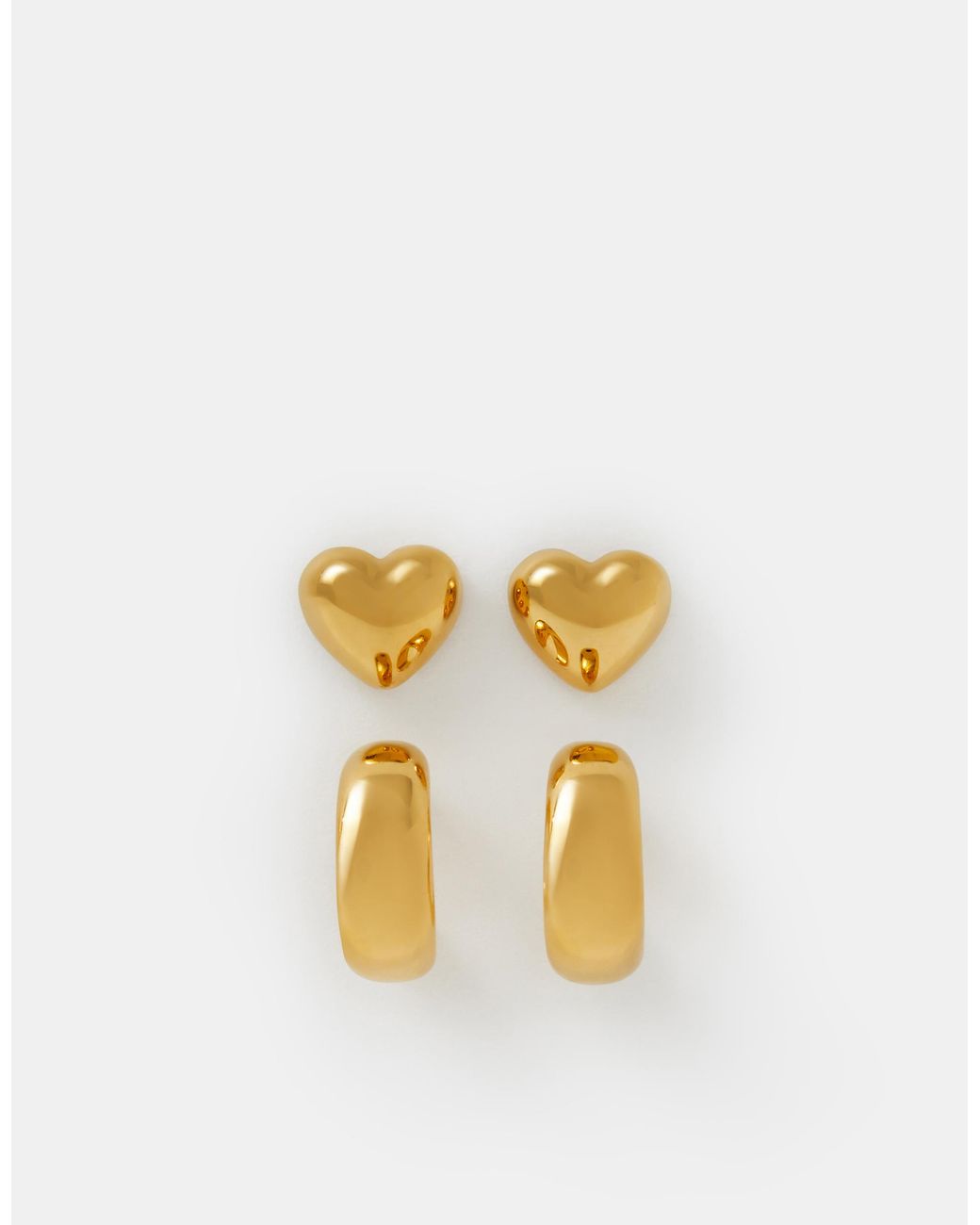 Accessorize Metallic 2-Pack Stainless Steel Heart Stud & Hoop Earrings