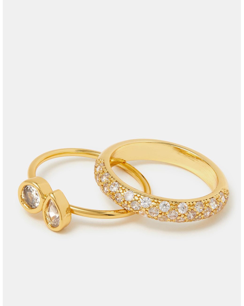Accessorize White 2-Pack 14Ct-Plated Mix Diamanté Rings