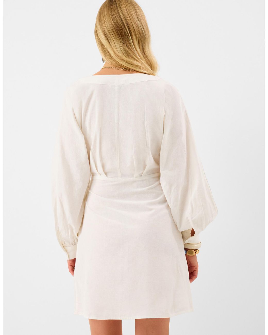 Accessorize White Long Sleeve Mini Wrap Dress