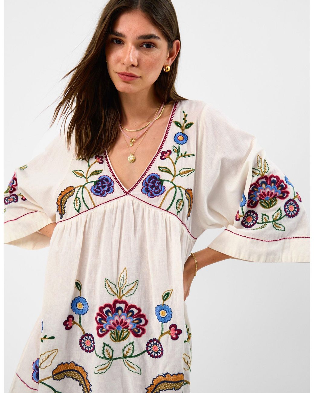 Accessorize Natural Embroidered Mini Cover Up