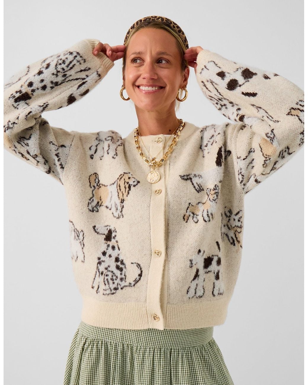 Accessorize Natural X Good Manners Dog Print Cardigan