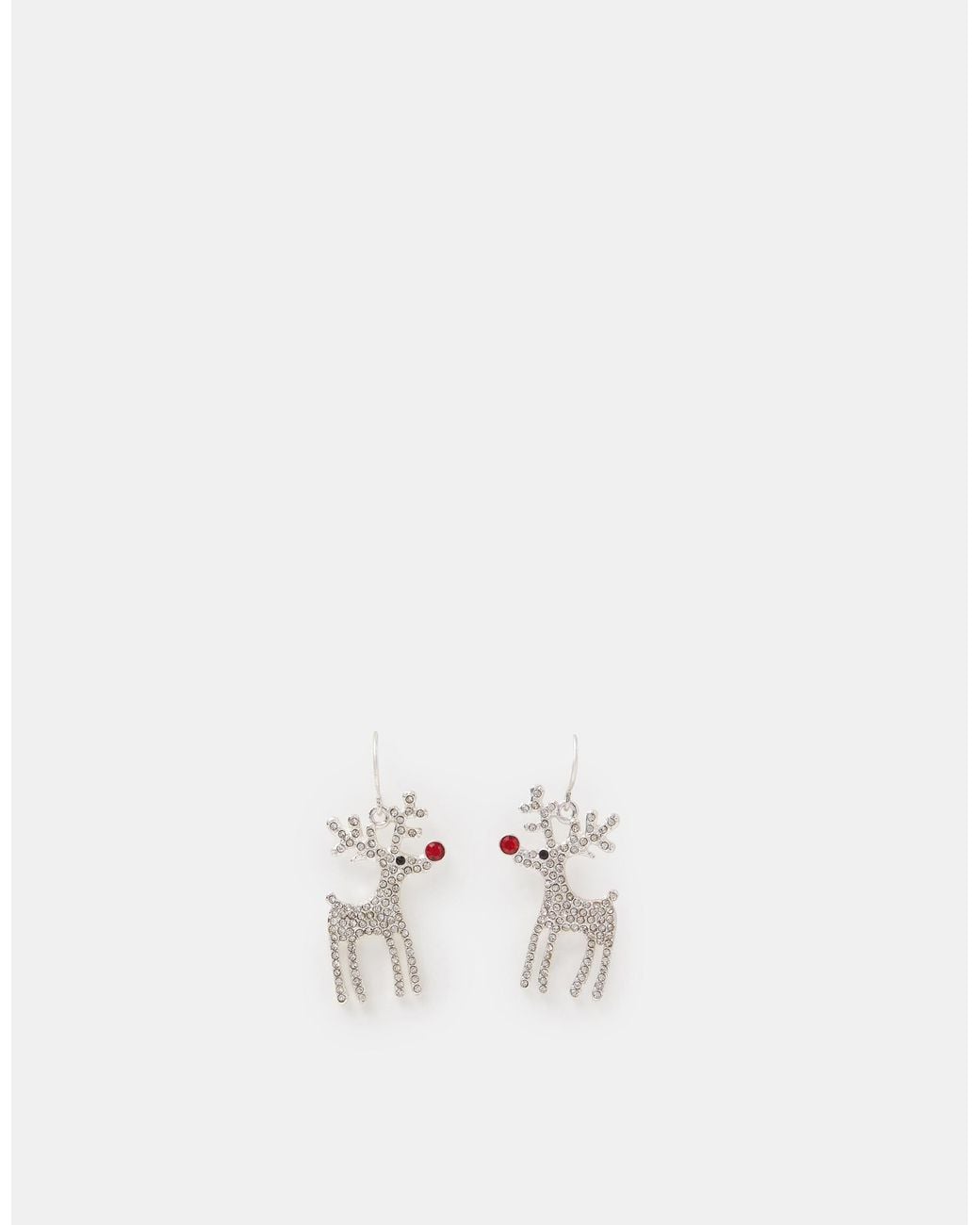 Accessorize White Christmas Reindeer Drop Earrings