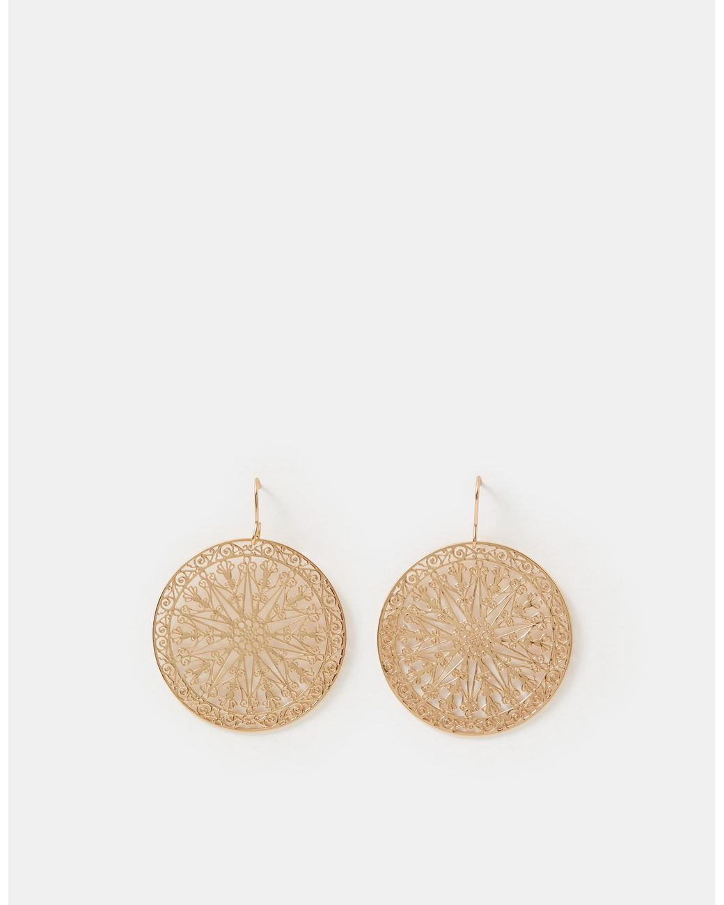 Accessorize Natural Filigree Round Drop Earrings
