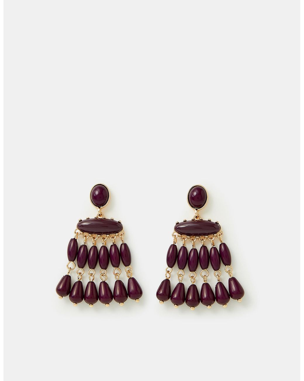 Accessorize Metallic Beaded Chandelier Drop Earrings