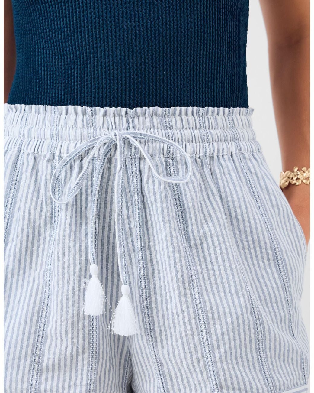 Accessorize Blue Stripe Cotton Shorts