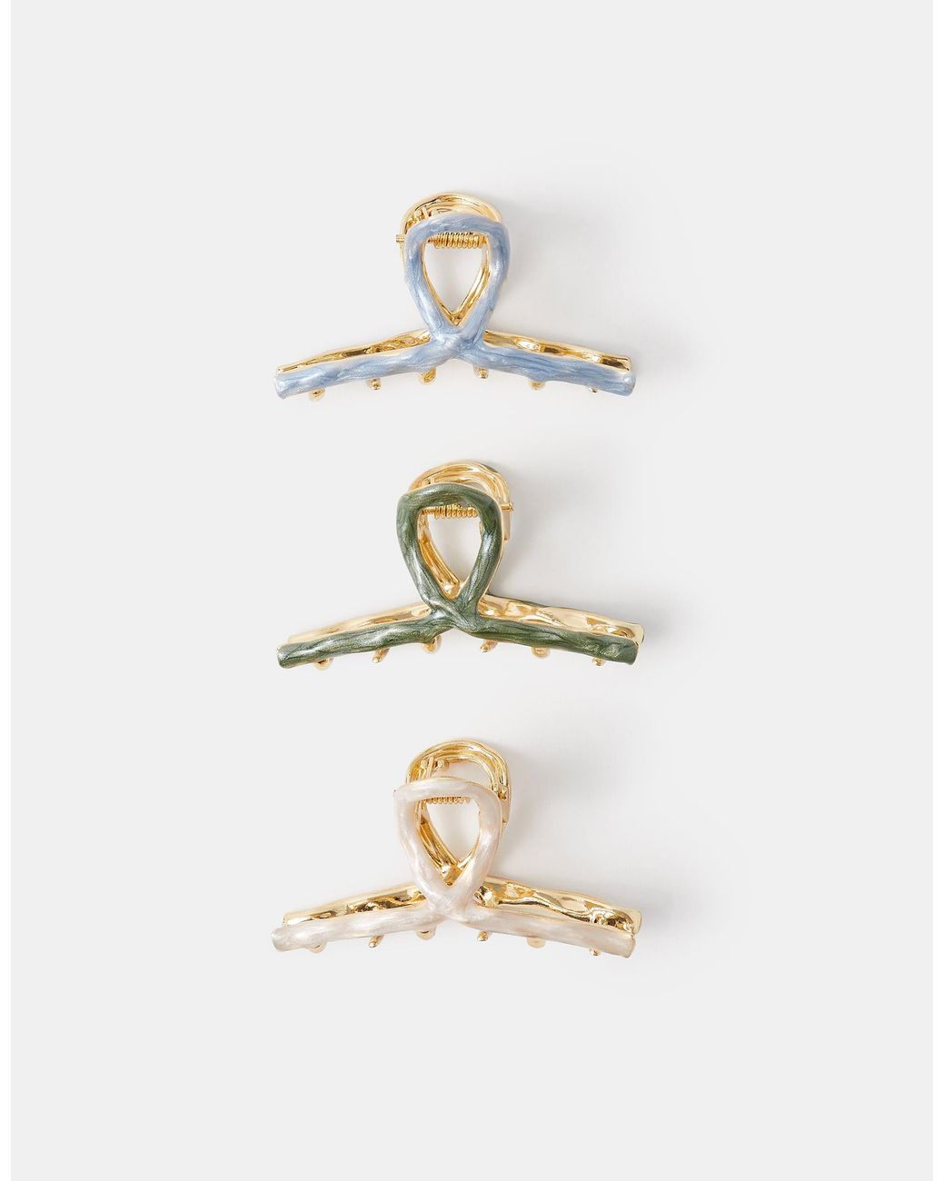 Accessorize White 3-Pack Twist Metal Claw Clips