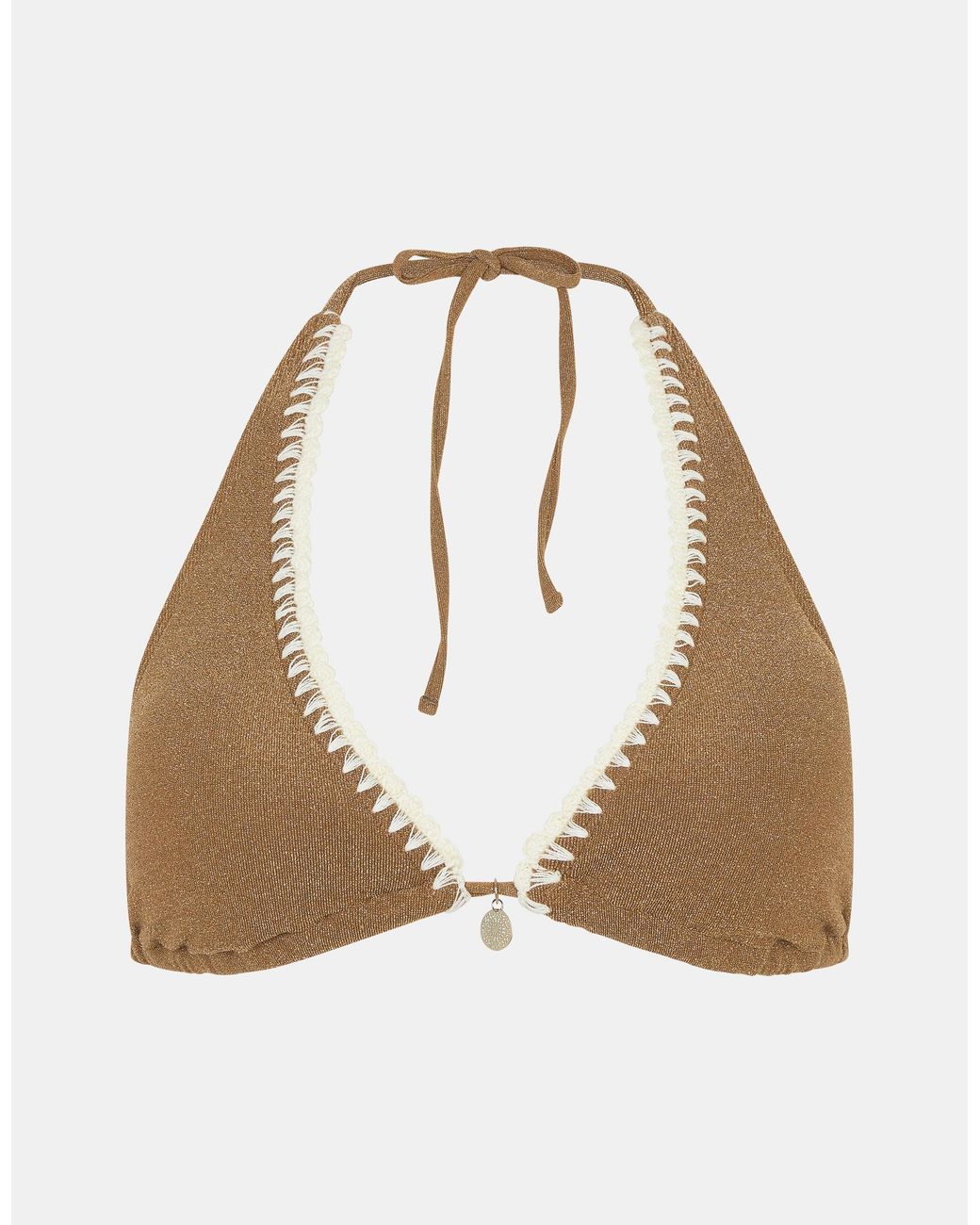 Accessorize Natural Shimmer Whipstitch Triangle Bikini Top