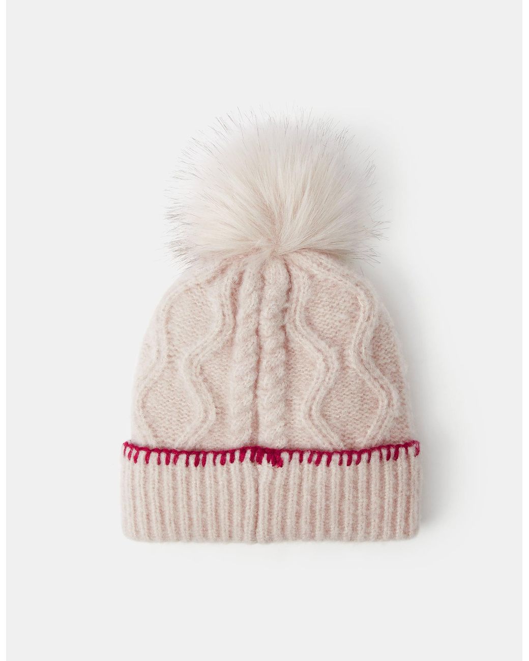 Accessorize White Flower Cable Knit Bobble Hat