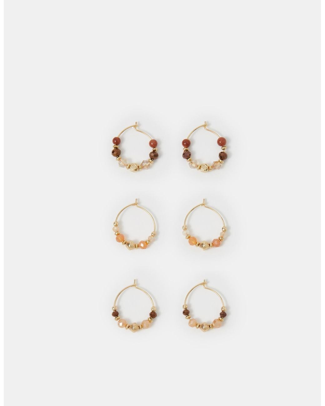Accessorize Metallic 3-Pack Mini Beaded Hoop Earrings