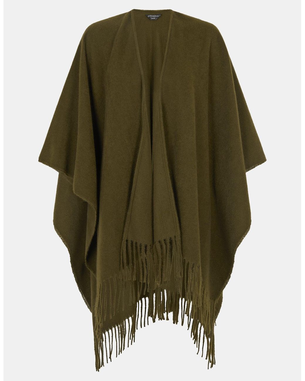 Accessorize Green Knitted Fringe Poncho