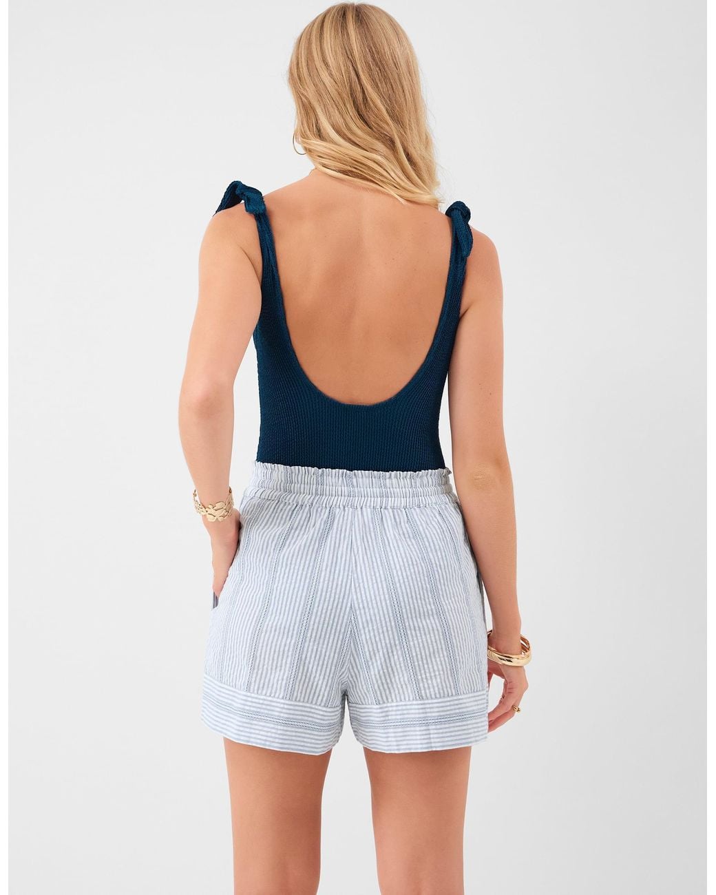 Accessorize Blue Stripe Cotton Shorts