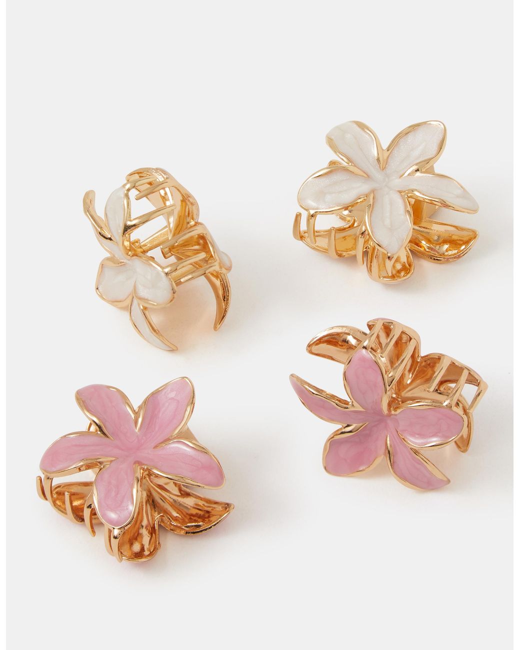 Accessorize White 4-Pack Mini Flower Metal Claw Clips