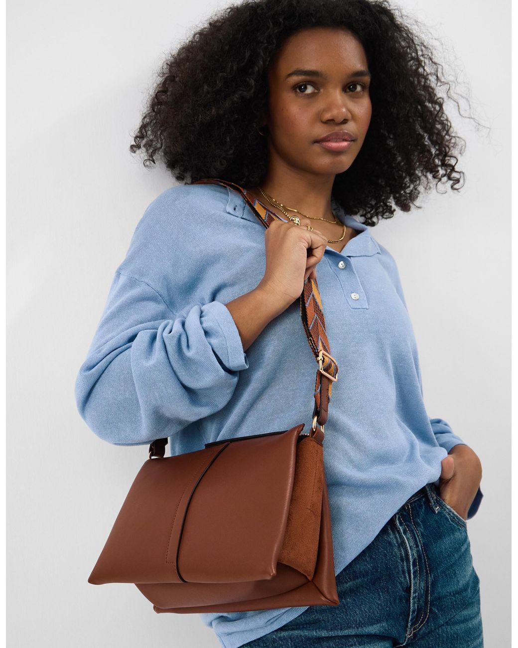 Accessorize Brown Webbing Strap Crossbody Bag