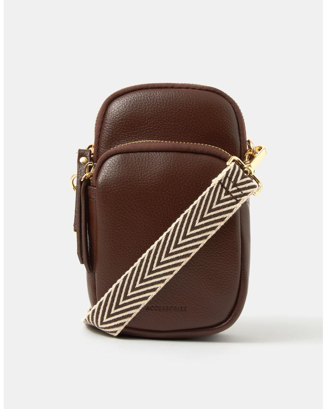 Accessorize Brown Webbing Strap Phone Bag