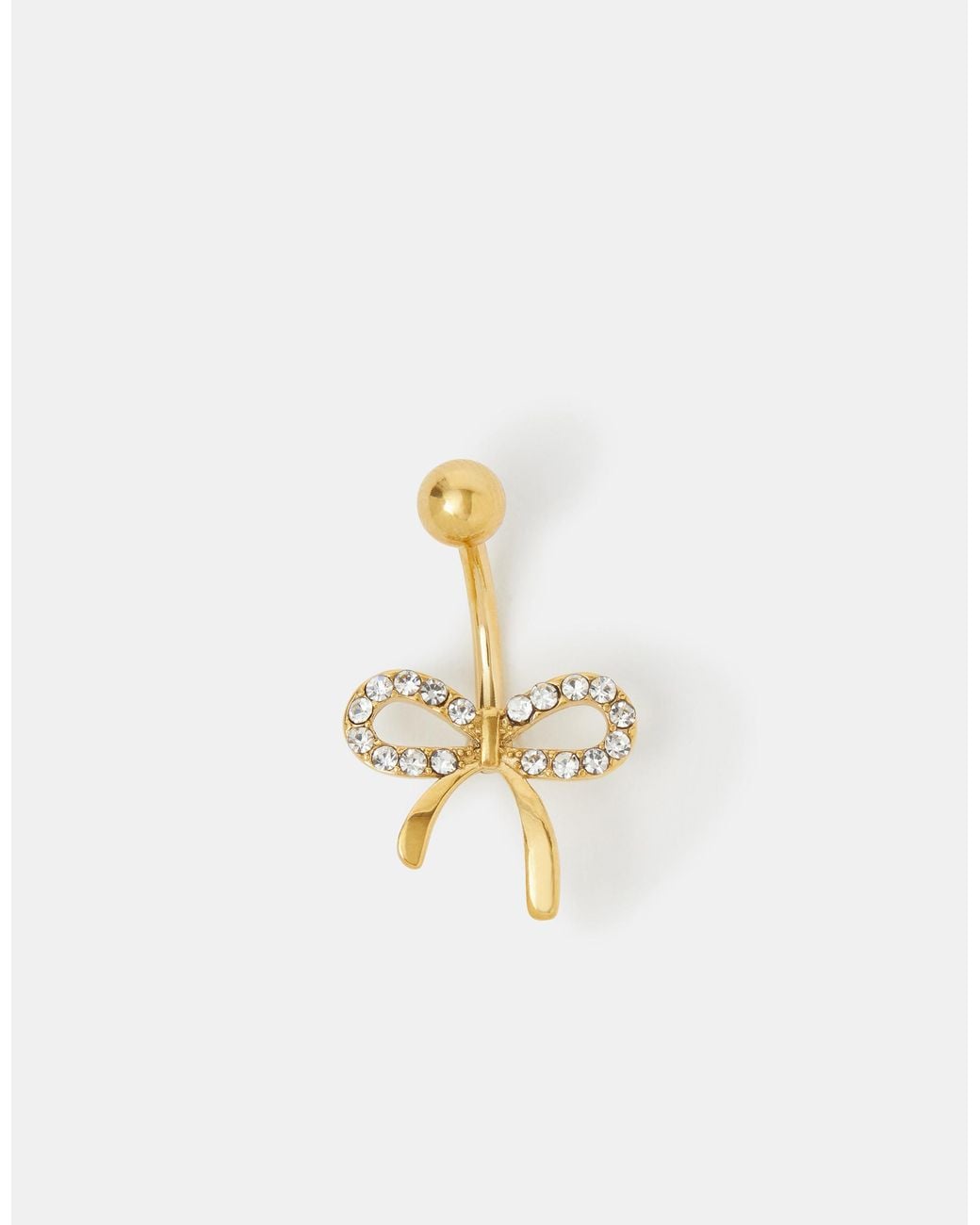Accessorize Metallic 14Ct-Plated Surgical Steel Bow Belly Bar