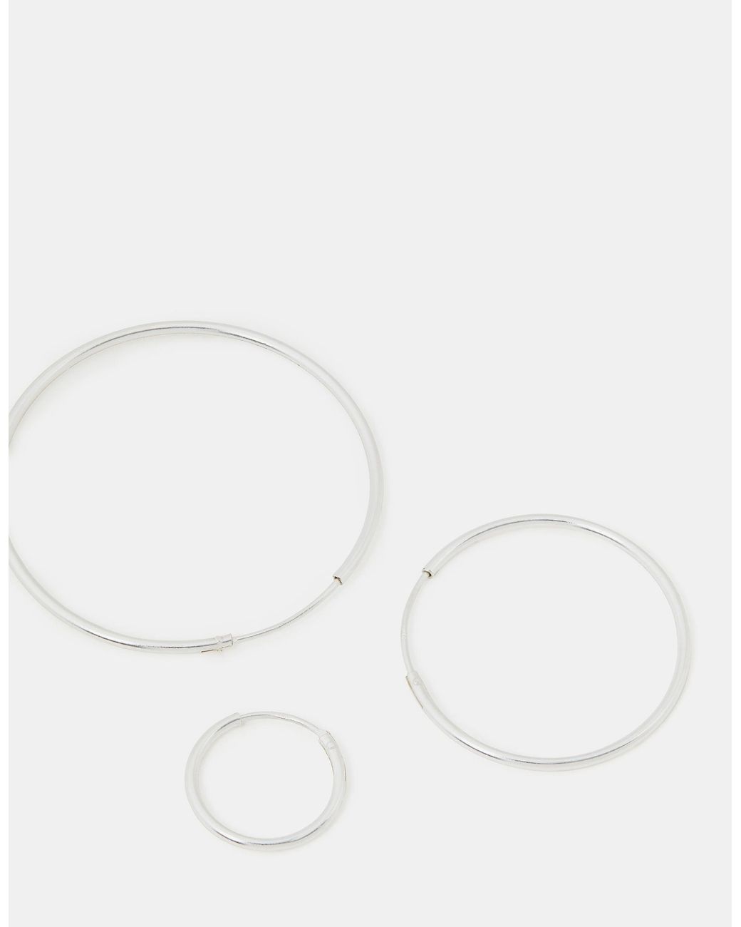 Accessorize White 3-Pack Sterling Hoop Earrings