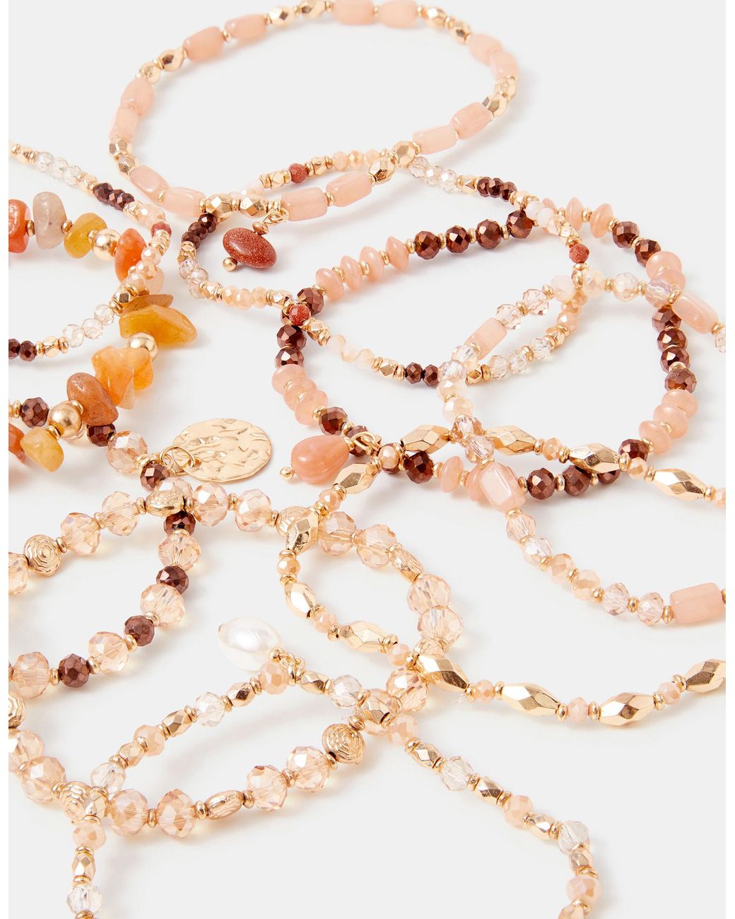 Accessorize Pink 11-Pack Beaded Stretch Bracelets