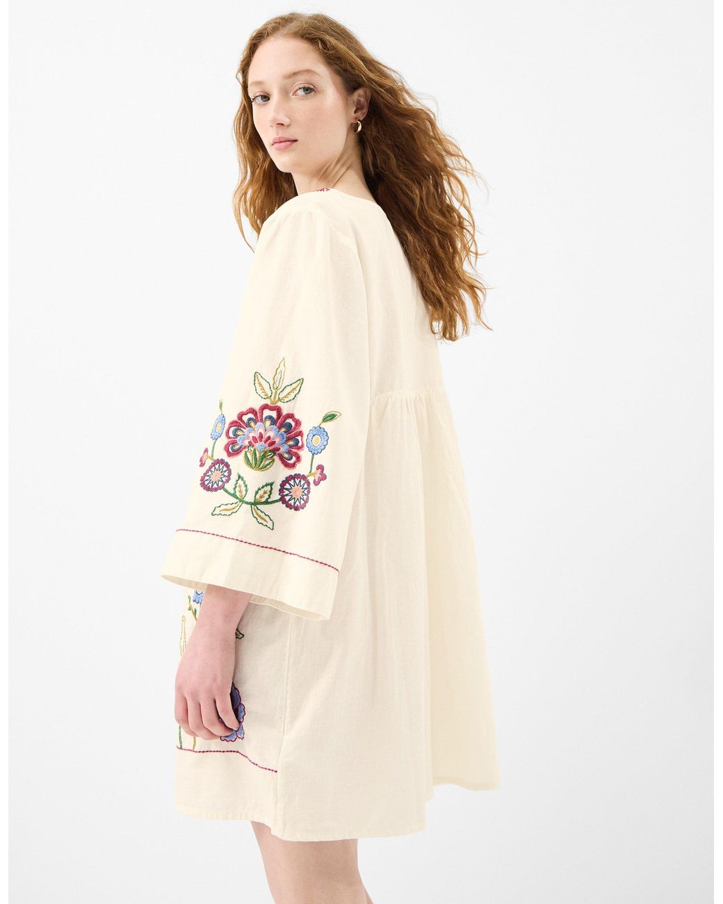 Accessorize Natural Embroidered Mini Cover Up