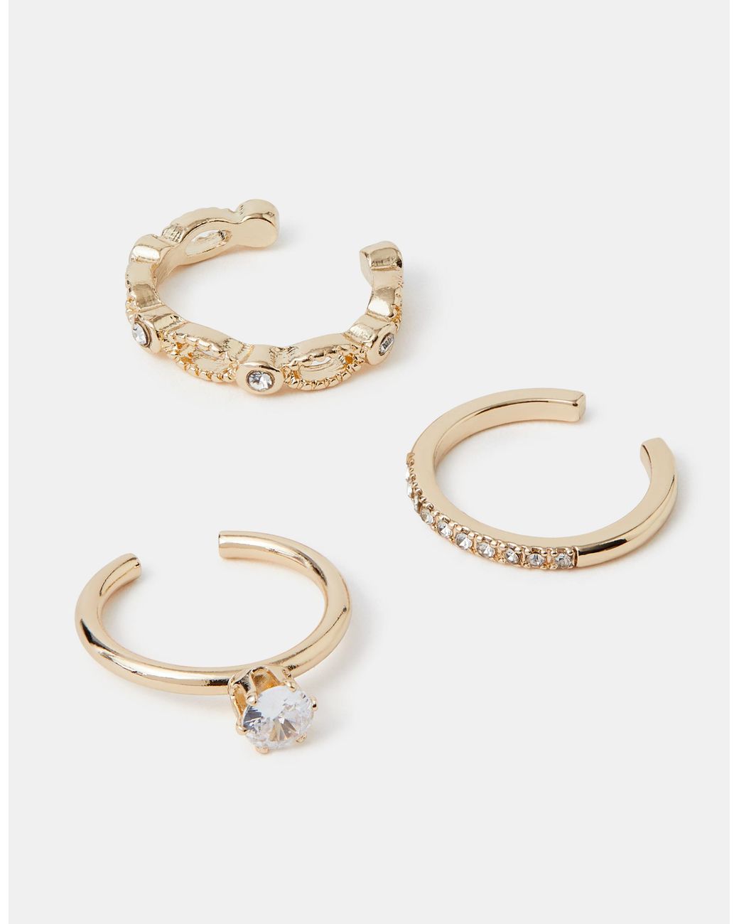 Accessorize Brown 3-Pack Mix Diamanté Toe Rings