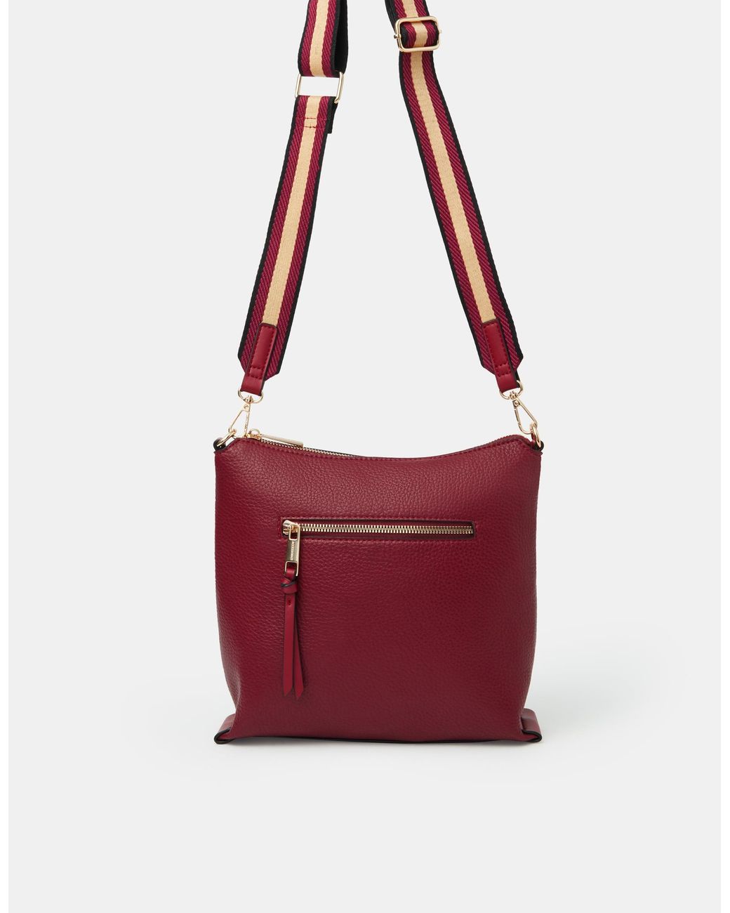 Accessorize Red Webbing Strap Messenger Crossbody Bag