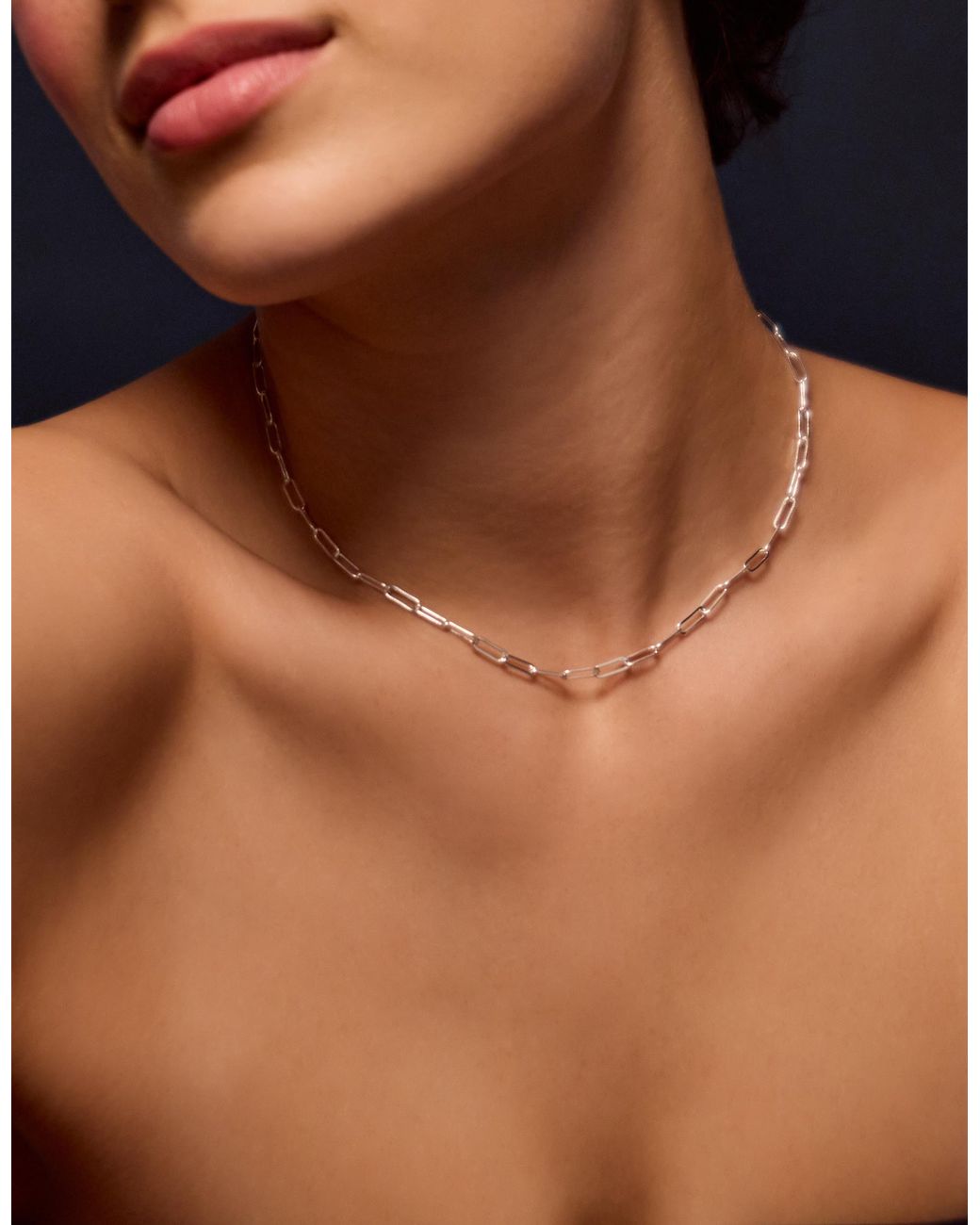 Accessorize White Sterling-Plated Paperclip Chain Necklace