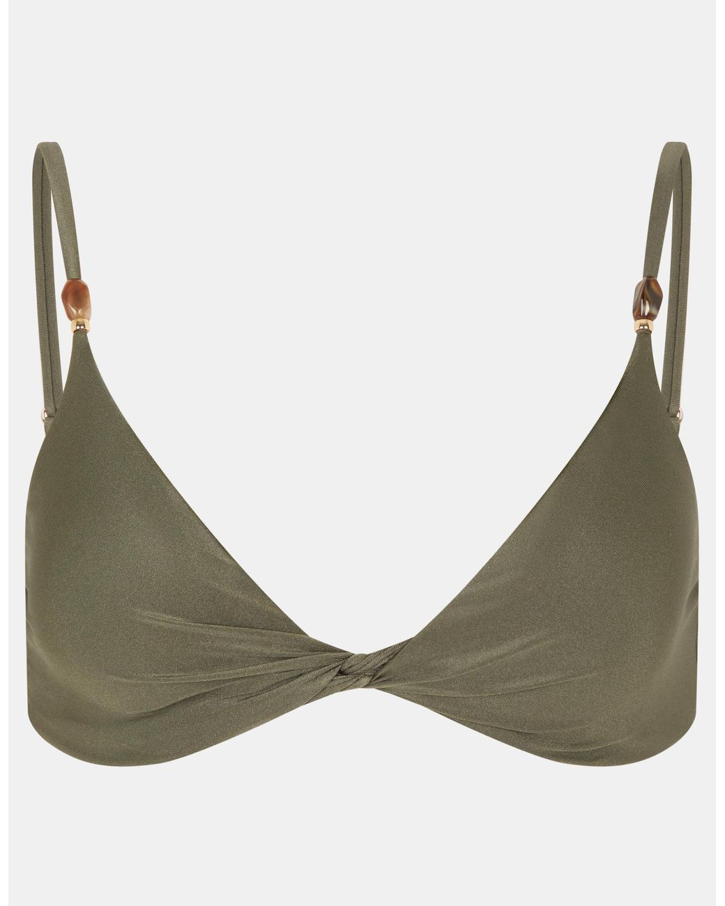 Accessorize Brown Twist Front Beaded Strap Bikini Top