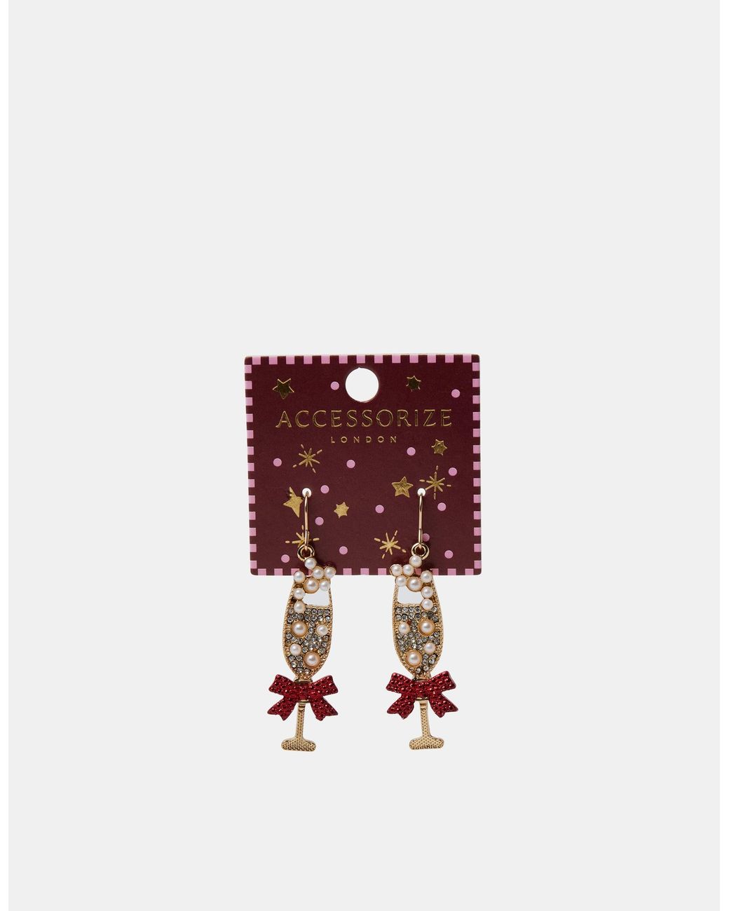 Accessorize Red Christmas Prosecco Drop Earrings
