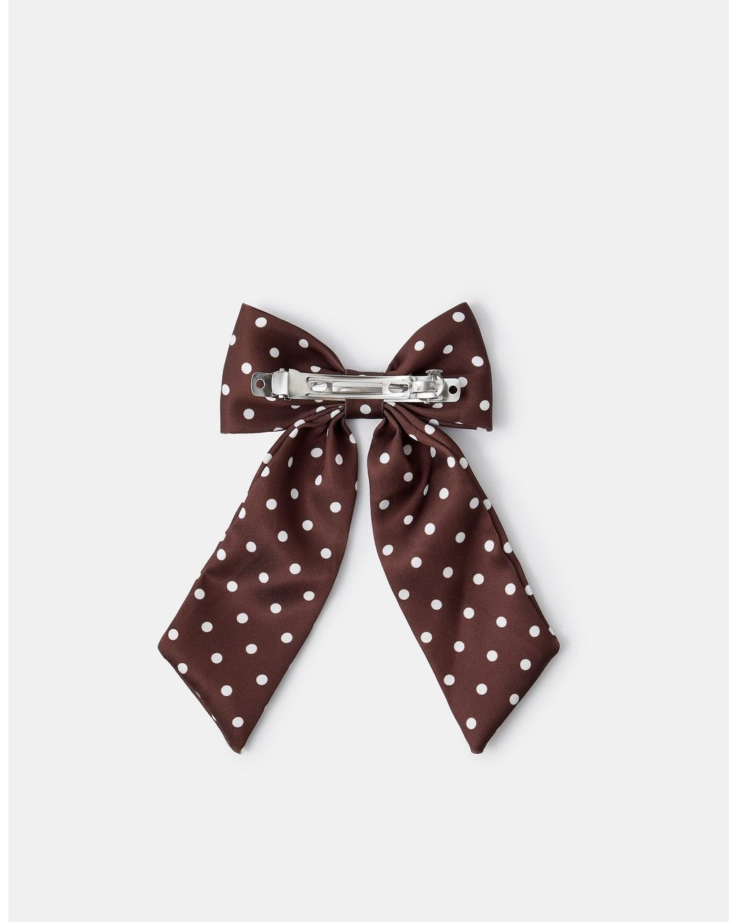 Accessorize Brown Polka Dot Bow Barrette Hair Clip