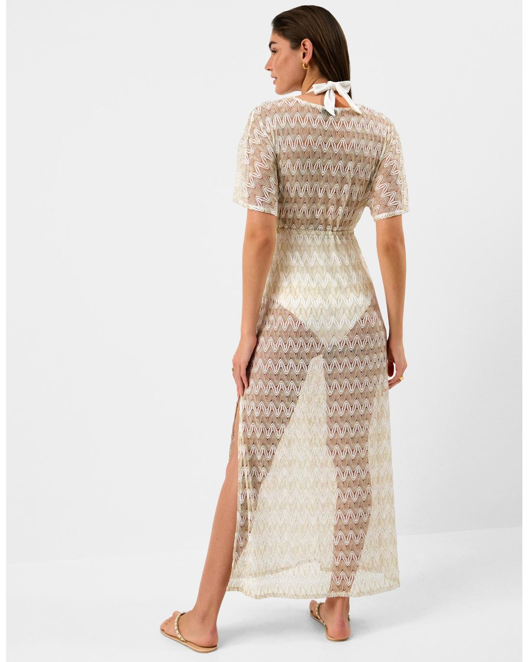 Accessorize White Crochet Maxi Kaftan Dress