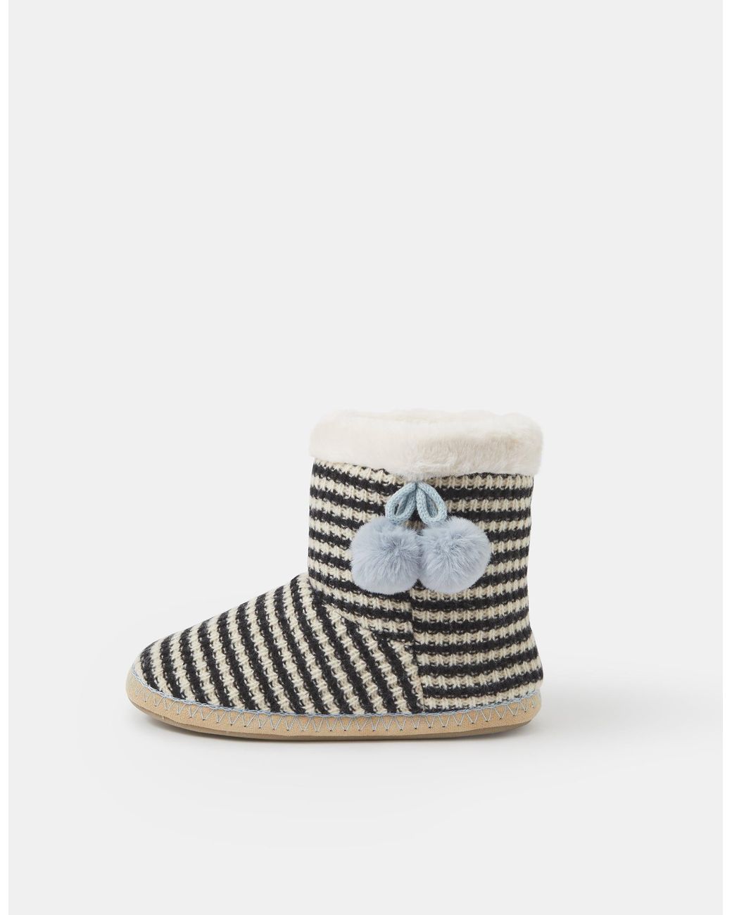 Accessorize Black Knitted Stripe Boot Slippers