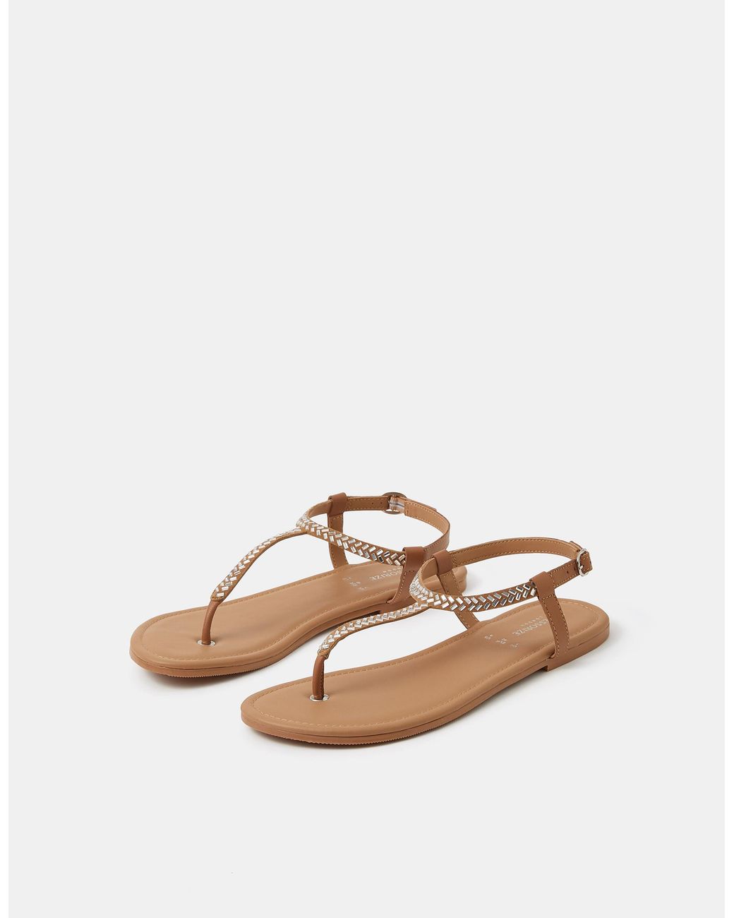 Accessorize White Suede Embellished Leather Sandals