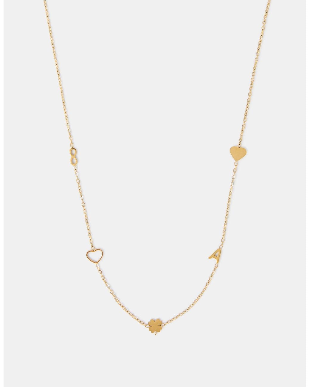 Accessorize White Stainless Steel Initial Charm Necklace
