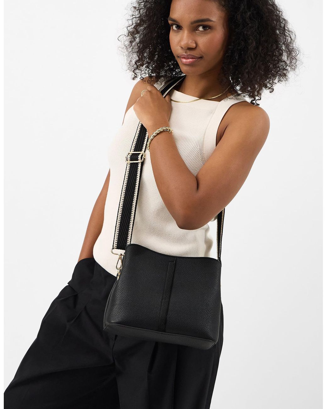 Accessorize Black Webbing Strap Crossbody Bag