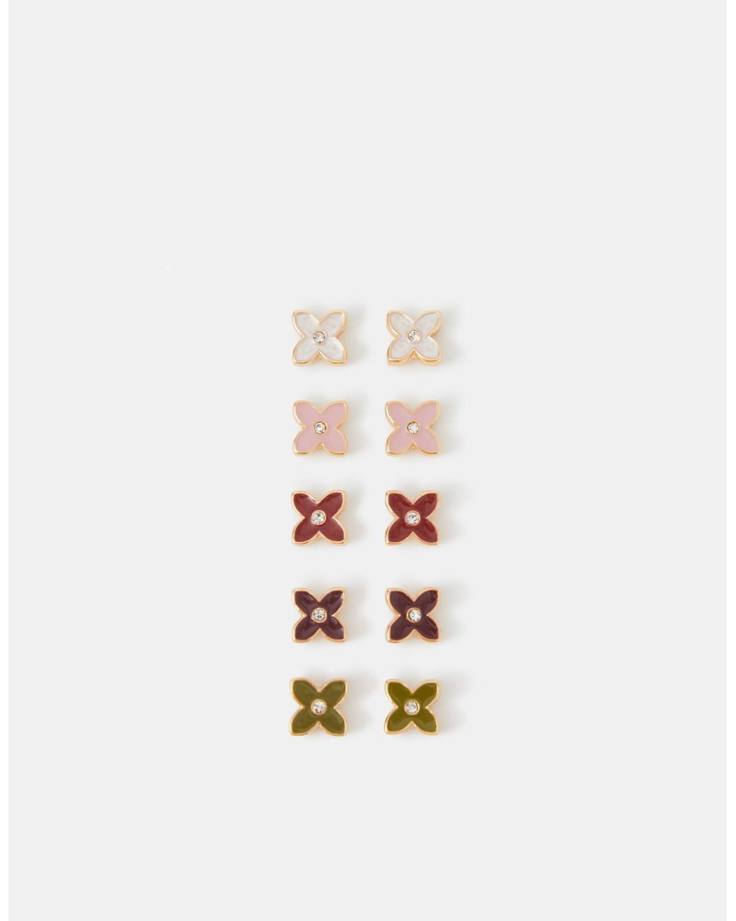 Accessorize White 5-Pack Clover Stud Earrings