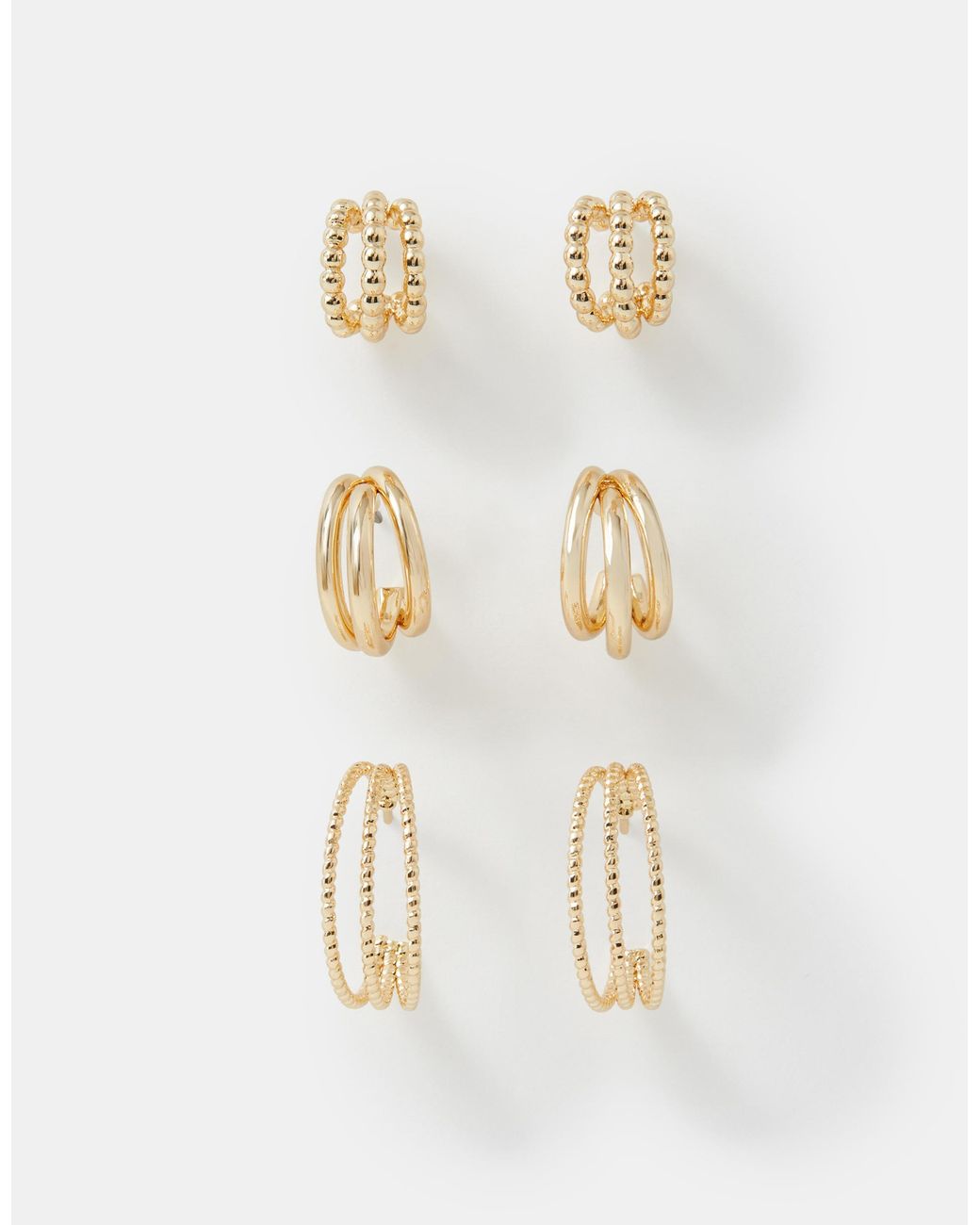 Accessorize White 3-Pack Triple Layered Hoop Earrings